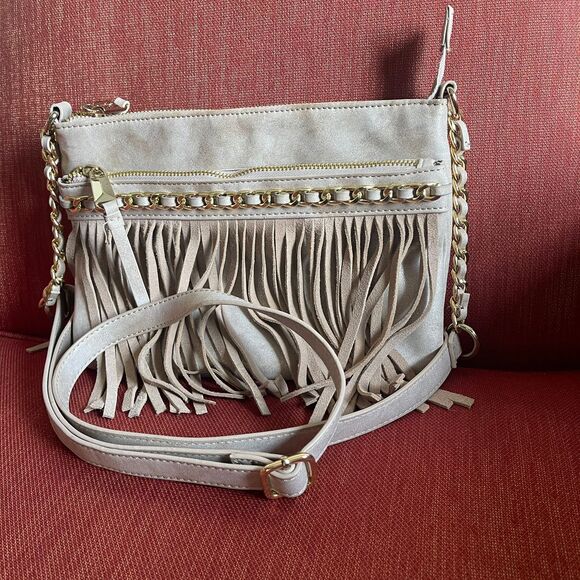 Jessica Simpson Tyra-Fringe Leather Purse Shoulder Crossbody Handbag - Picture 10 of 10